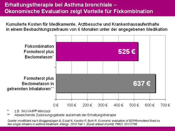 Erhaltungstherapie bei Asthma bronchiale: Ökonomische Evaluation zeigt Vorteile für Fixkombination