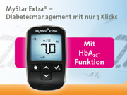 Einzigartiges Blutzuckermessgerät MyStar Extra® berechnet HbA1c-Schätzwert und Trend